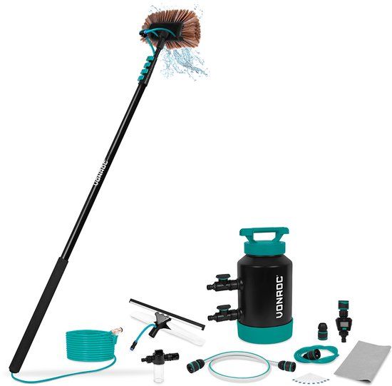 VONROC Telescopische Wasborstel - 6,50m en Waterontharder - Complete Set