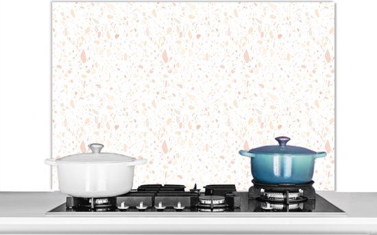 KitchenYeah Keuken Spatscherm 100x65 cm - Terrazzo Patroon - Aluminium