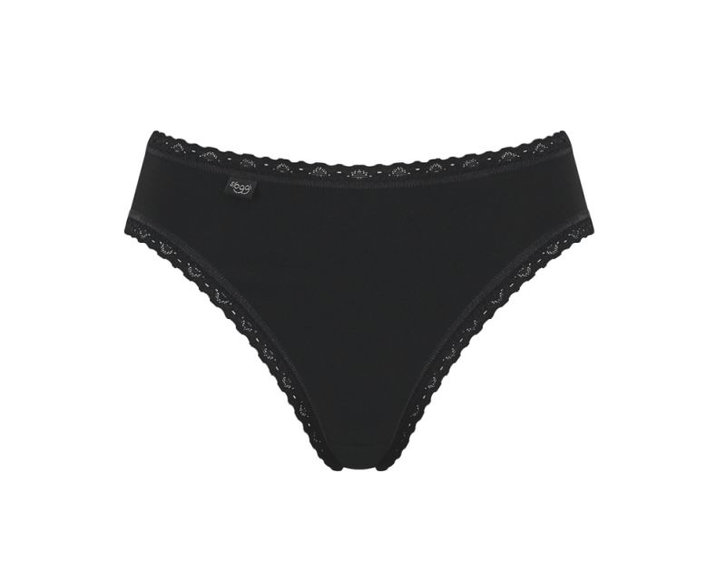 24/7 Cotton Lace Tai Slip - Black - Size 48 - 1 Piece