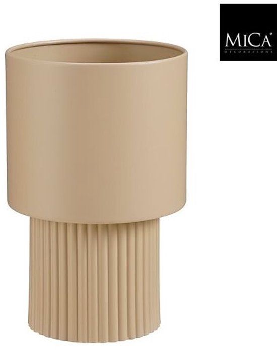Mica Decorations bloempot lux metaal 23x36cm lichtbruin