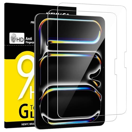 NEW'C 2 Stuks, Screen Protector voor iPad Pro 11 inch M4 (2024),Model A2836 A2837 A3006, Gehard Glass Schermbeschermer Film 0.33 mm ultra transparant, ultra resistent