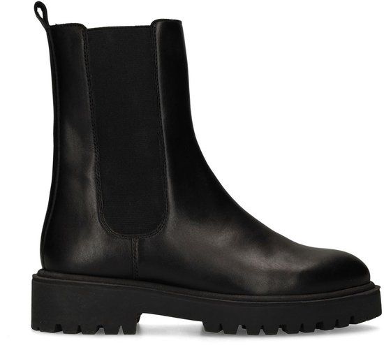 Manfield - Dames - Zwarte leren chelsea boots - Maat 38