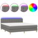 vidaXL Boxspringbed met matras en LED-verlichting, donkergrijs, 180x200 cm, gestoffeerd