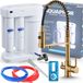 Aquaphor Morion Robinet de cuisine 3 voies avec osmose intégrée, douchette extractible, bec pivotant, or brossé