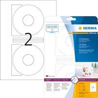 HERMA Special - Papier - mat - permanent zelf-klevend - wit - 116 mm rond 50 etiket(ten) (25 vel(len) x 2 ondoorzichtige CD/DVD-etiketten