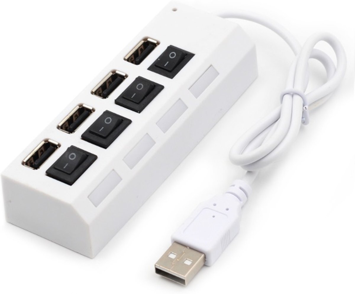 Coretek 4 poorts USB hub met aanuit schakelaars USB 2