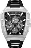 POLICE ILG of Switzerland AG Horloge Tough Gear Mannen Polshorloge Zwart Leer Mineraalglas 46mm 5 ATM