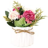 SUPNIU Kunstmatige hortensia boeket met keramische vaas