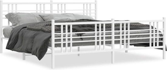 vidaXL Bedframe met Hoofd- en Voeteneinde Metaal Wit 200x200 cm