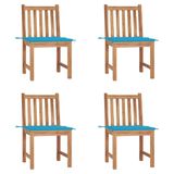 VidaXL Tuinstoelen 4 stuks met kussens massief teakhout Blauw
