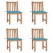 VidaXL Tuinstoelen 4 stuks met kussens massief teakhout Blauw