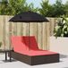 Prolenta Maison Exclusive Dubbele ligbed met kussen en parasol, bruin, van polyrotan