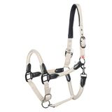 Imperial Riding IRHLaura Halster van nylon, met PU-lederen riem en stijlvol metalen beslag, verstelbaar en comfortabel voor dagelijks gebruik in de stal, grijs-zand, pony