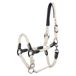 Imperial Riding IRHLaura Halster van nylon, met PU-lederen riem en stijlvol metalen beslag, verstelbaar en comfortabel voor dagelijks gebruik in de stal, grijs-zand, pony
