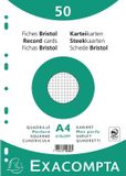 Exacompta 20x Pak 50 steekkaarten in folie - bristol geruit 5x5 geperforeerd - 210x297mm, Wit