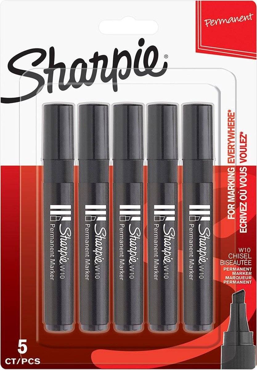 Sharpie permanent marker - W10 - zwart - 5 stuks