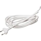 Elektra Aansluitkabel met Euro-platte stekker en adereindhulzen, 230 V, 3000 mm, Kunststof, Wit
