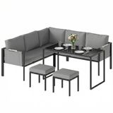 Outsunny Tuinbankstel - Gegalvaniseerd staal, Textilene - 181 x 181 x 61 cm - Grijs