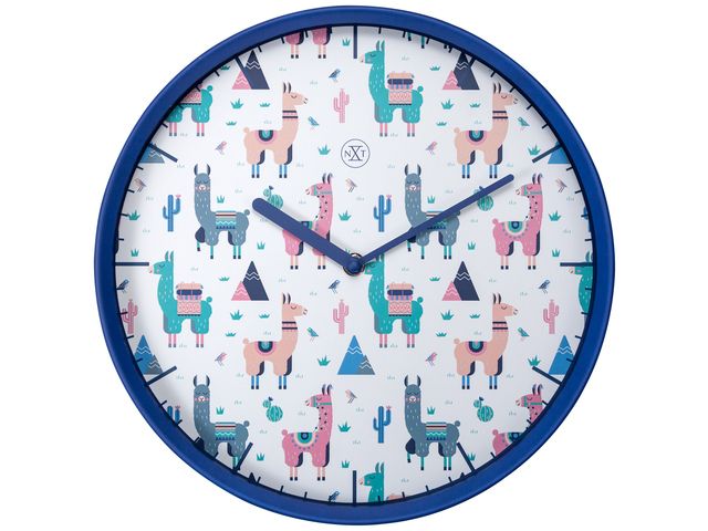 NeXtime Alpaca Wandklok - 30cm - Blauw