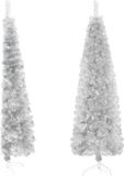 vidaXL Kunstkerstboom half met standaard smal 180 cm zilverkleurig