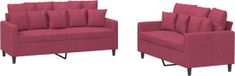 vidaXL 2-delige Loungeset met kussens fluweel wijnrood