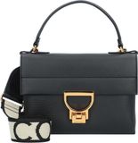 Coccinelle Leren Handtas Schoudertas Arlettis Signature Handbag Grained Leather Noir Zwart