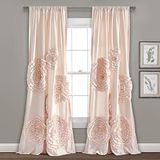Lush Decor Serena raamgordijnpaneel gegolfde bloemen vintage chique boerderijstijl woonkamer, eetkamer, slaapkamerinrichting (enkel paneel), 137 cm B x 213 cm L, Blush