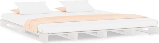 vidaXL Palletbed Massief Grenenhout Wit 140x190 cm