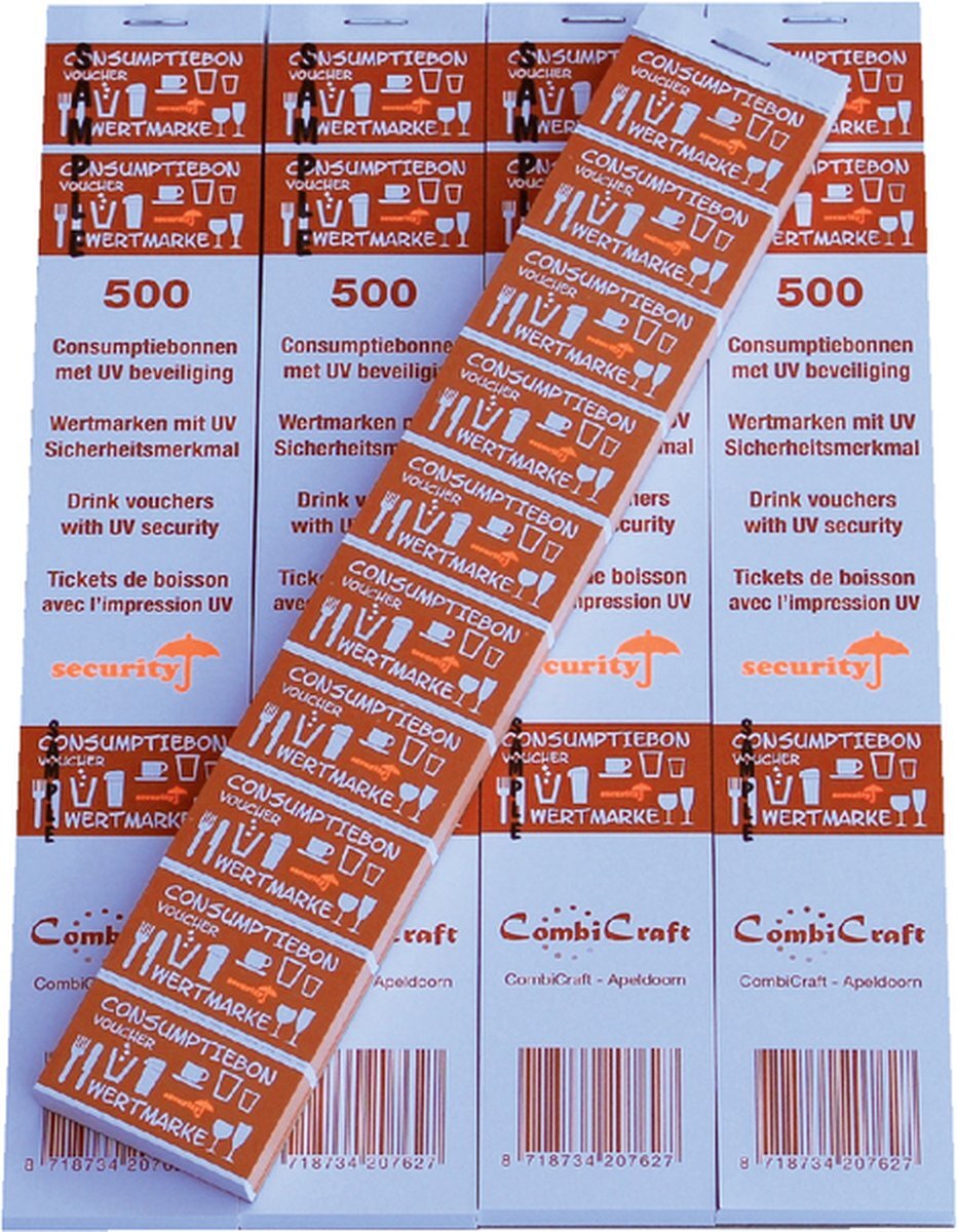 CombiCraft Consumptiebon UV beveiliging 500 stuks oranje | 5 stuks