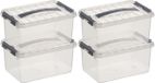 Sunware 6x Q-Line Opberg Box/Opbergdoos - 6 Liter - Transparant/Zilver