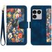 Sony Xperia 1 VIII Étui floral avec fentes pour cartes de crédit - Bleu foncé