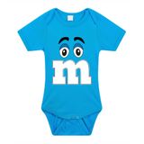 Bellatio Decorations Baby rompertje - letter M - blauw - kraam cadeau - babyshower - cadeau romper 68