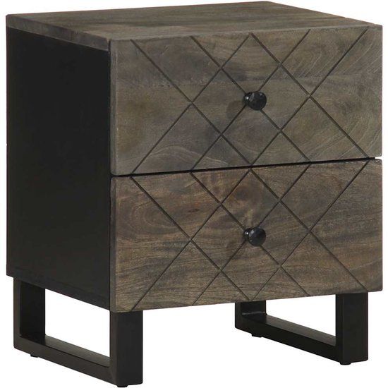 vidaXL Nachtkastje 40x33x46 cm massief mangohout zwart