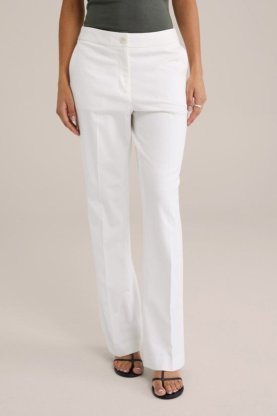 WE Fashion Dames Slim fit flared pantalon met stretch - White - Maat 38