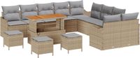 vidaXL Tuinbank Set 14-delig Beige Polyrattan