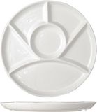 Cosy & Trendy Fondue/barbecue/gourmetbord met 6 vakjes - 4x - rond - wit - porselein - Dia 24 cm