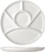 Cosy & Trendy Fondue/barbecue/gourmetbord met 6 vakjes - 4x - rond - wit - porselein - Dia 24 cm