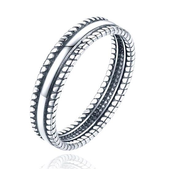 Elenza AMS Elenza Sterling Zilveren Ring met Gevlochten Details-15mm