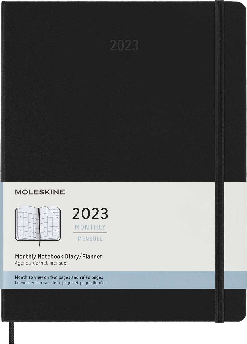 Moleskine 12 Maanden Agenda - 2023 - Maandelijks - XL - Zachte Kaft - Zwart