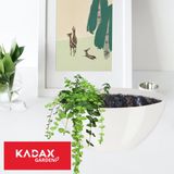 Merkloos KADAX Bloempot, ovale bloempot, sierpot van kunststof, sierpot voor binnen, bloemen en planten, balkon, bloembak, moderne vorm, 38 x 14 cm, wit