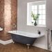 Hudson Reed Elton Baignoire îlot rétro d'angle gauche – Gris pierre – 168,5 x 75 cm – Pieds chromés
