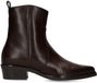 Manfield - Dames - Bruine leren enkellaarsjes - Maat 38