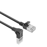 ACT Zwarte 0.15 m U/FTP CAT6A LSZH Slimline patchkabel met RJ45 connectoren recht naar 90° haaks rechts DA3930