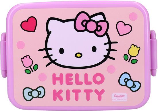 Hello Kitty lunchbox, Roze, Kunststof, BPA-vrij, Rechthoek, Deksel met clipsluiting