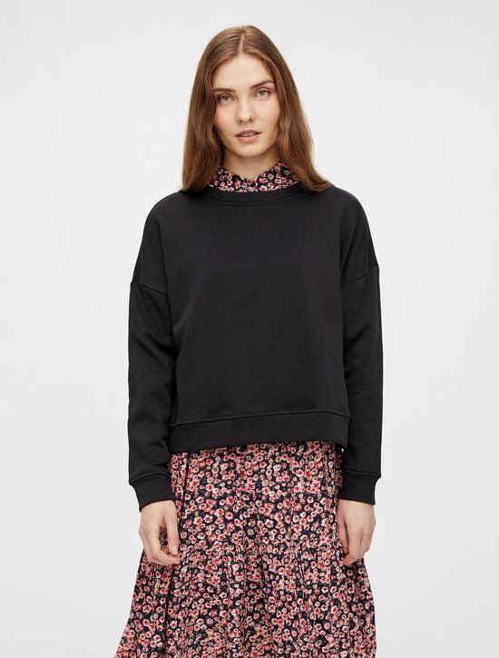 PIECES PCCHILLI LS SWEAT NOOS BC Dames Trui - Zwart - Maat L