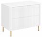 3xE living Meuble de salle de bain, 80 cm de large, blanc, avec portes blanches, pieds dorés, dimensions : 80,8 x 44,2 x 65 cm
