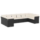 vidaXL 10-delige Loungeset met Kussens, Poly Rattan, Zwart