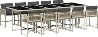 vidaXL 11-delige tuinset met kussens, polyrotan, lichtgrijs