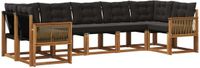 vidaXL Hoek loungeset 7-delig Naturel en zwart Acacia hout