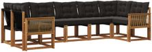 vidaXL Hoek loungeset 7-delig Naturel en zwart Acacia hout